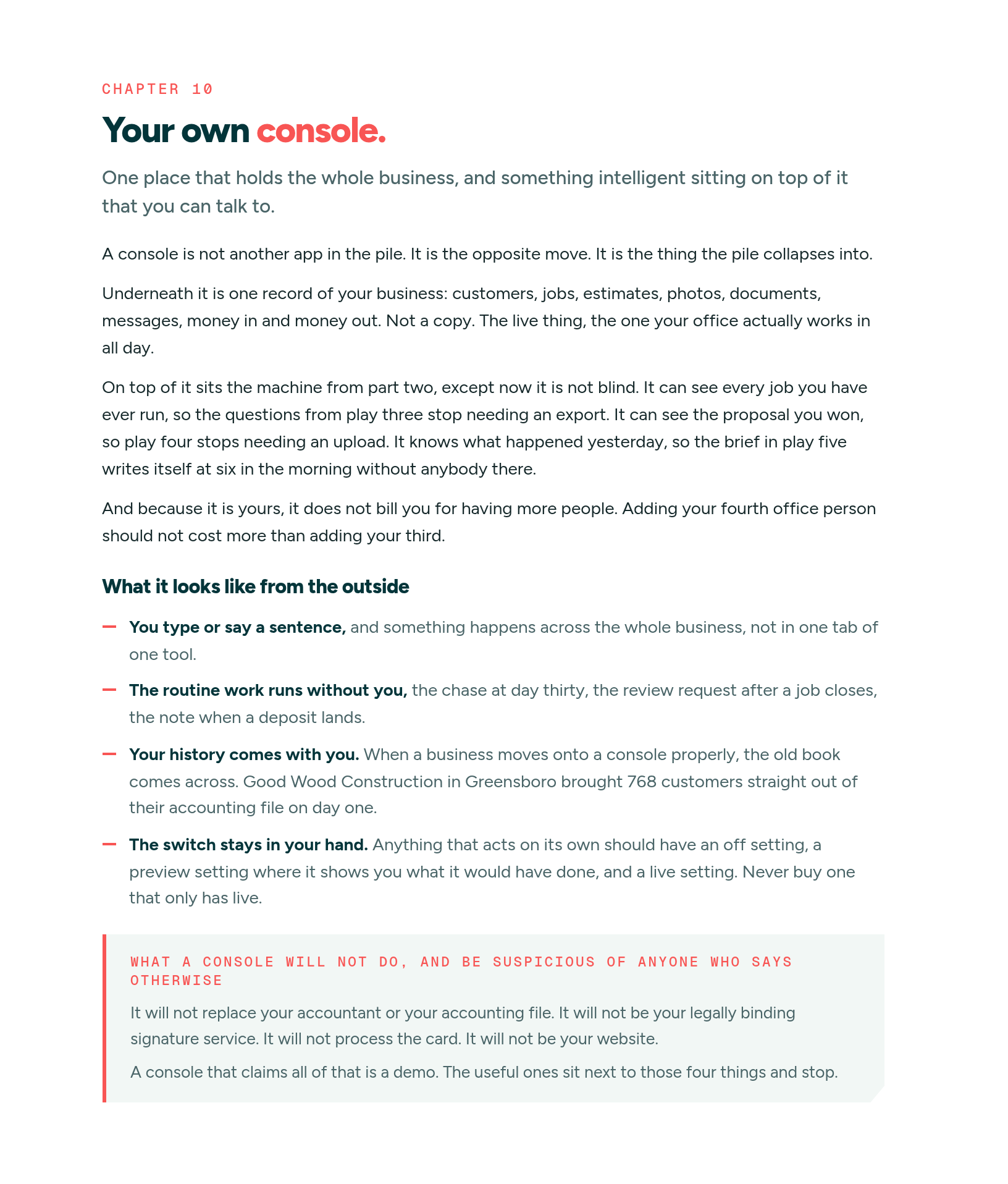 A page from chapter ten, your own console