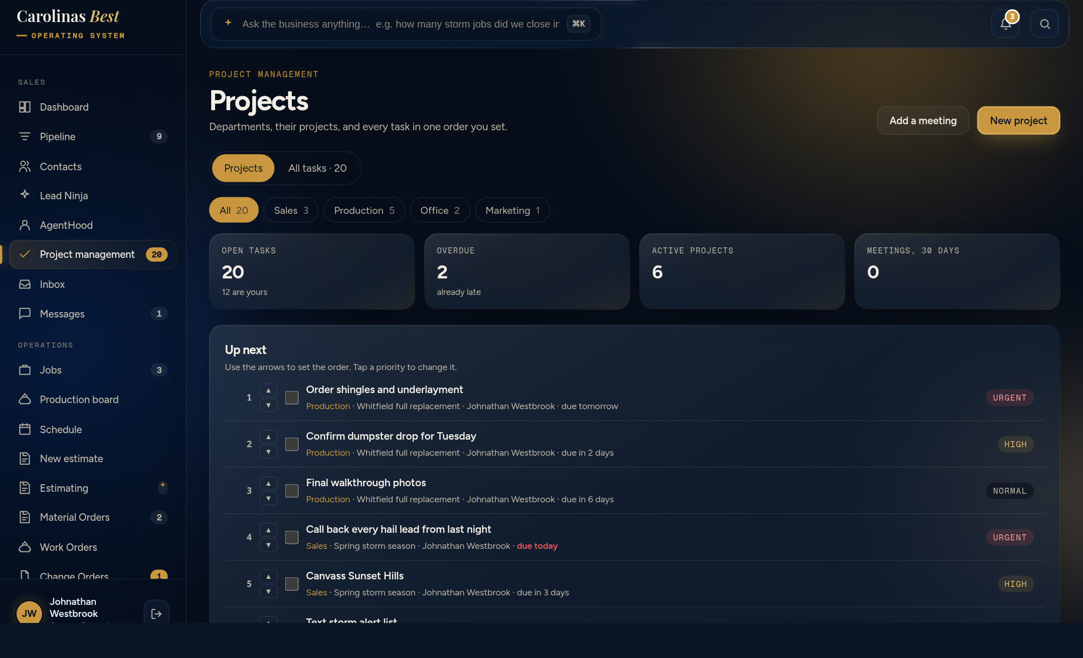 Projects and every task in one ranked list
